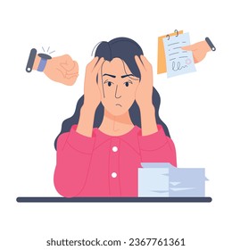 Easy to edit flat illustration depicting wok stress 