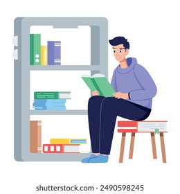 Easy to edit flat illustration of ebook reading 