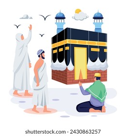 Fácil de editar ilustración plana de peregrinación hajj