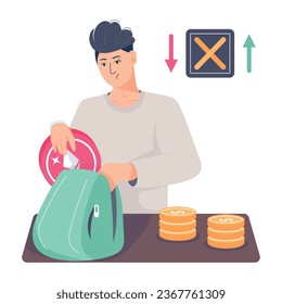Easy to edit flat illustration of money fluctuation 