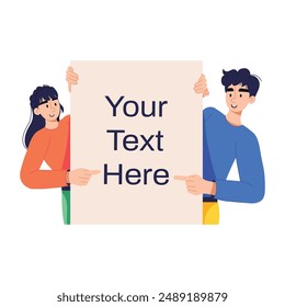Ilustración plana fácil de editar de personas sosteniendo el cartel 