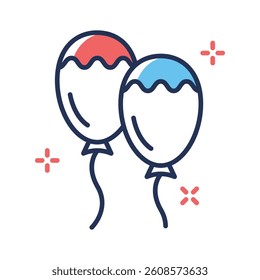 Easy to edit flat outline icon of easter balloons