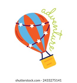 Easy to edit flat sticker of an air adventure ride 