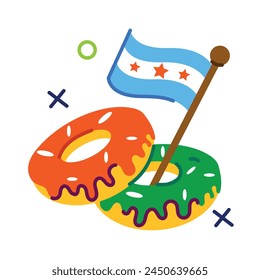 Easy to edit flat sticker of chicago donuts 