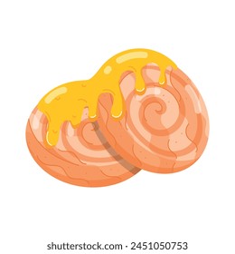 Easy to edit flat sticker of honey cookies