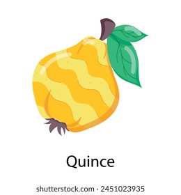 Easy to edit flat sticker of quince fruit