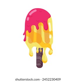 Easy to edit flat sticker showing melting popsicle