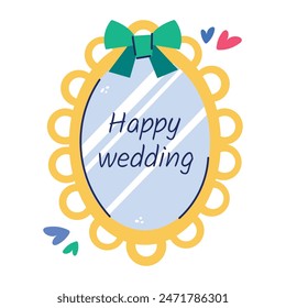 Easy to edit flat sticker of wedding mirror 