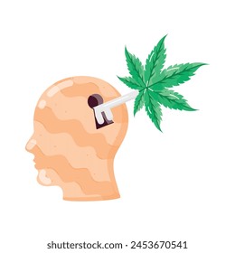 Easy to edit flat sticker of weed effects