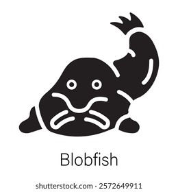 Easy to edit glyph icon of a blobfish 