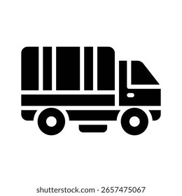 Easy to edit glyph icon of cargo truck