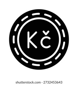 Easy to edit glyph icon of czech koruna is ready