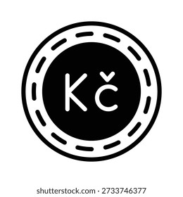 Easy to edit glyph icon of czech koruna is ready