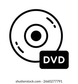 Icono de glifo fácil de editar del símbolo de la unidad de DVD