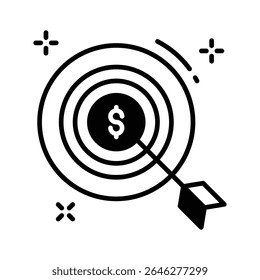 Ícone de glifo de destino de meta financeira fácil de editar