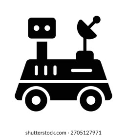Easy to edit glyph icon of lunar rover vehicle