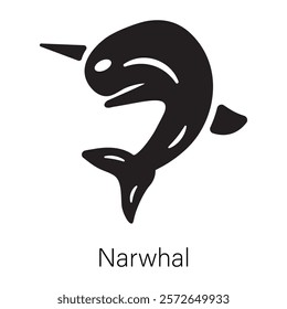 Easy to edit glyph icon of a narwhal 