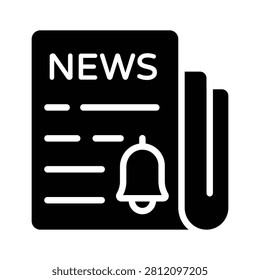 Easy to edit glyph icon of news update for journalism services.