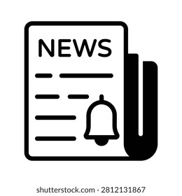 Easy to edit glyph icon of news update for journalism services.