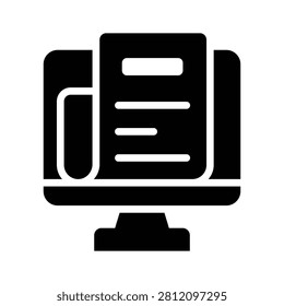 Easy to edit glyph icon of online news and media platform.