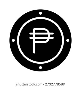 Icono de glifo fácil de editar de la divisa del peso filipino, Vector moderno
