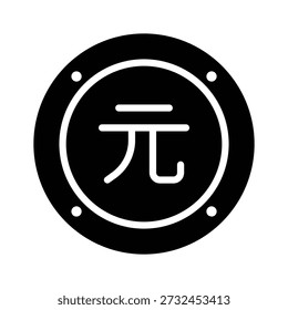 Easy to edit glyph icon showing chinese renminbi currency