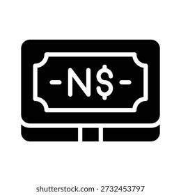 Ícone de glifo fácil de editar mostrando a moeda do dólar da Namíbia