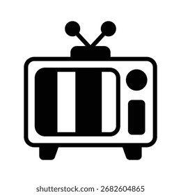 Icono de glifo fácil de editar del entretenimiento de la TV