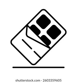 Easy to edit glyph style icon showing chocolate bar