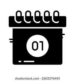 Easy to edit glyph style icon showing calendar
