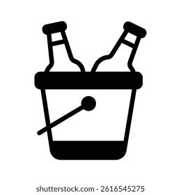 Easy to edit glyph style icon showing wine bucket