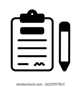 Easy to edit glyph style icon showing business contract