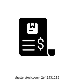 Icono de estilo de glifo fácil de editar de la Factura de entrega