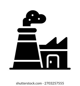 Easy to edit glyph style icon showing industry building