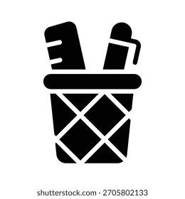 Ícone de estilo de glifo fácil de editar do suporte de papel de carta