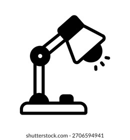 Icono de estilo de glifo fácil de editar de la lámpara de escritorio de estudio