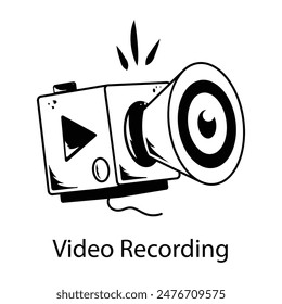 Easy to edit hand drawn icon of video recording 