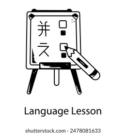 Easy to edit hand drawn icon of language lesson 