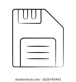 Easy to edit hand drawn icon depicting floppy disk