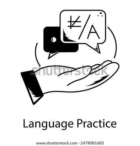 Easy to edit hand drawn icon of language practice 