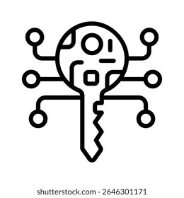 Easy to edit icon of digital key designed in line style