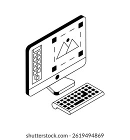 Easy to edit icon of visual designing in isometric style