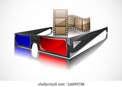 easy to edit illustration of 3d glasses with film reel