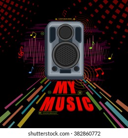 easy to edit illustration of abstract music background loudspeaker