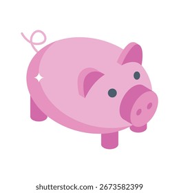 Einfach zu bearbeiten isometrisches Symbol der niedlichen Sparschwein