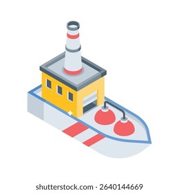 Easy to edit isometric icon of large industrial boat