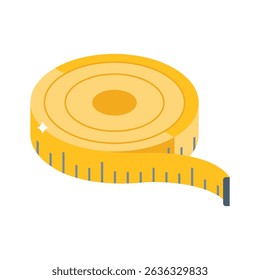 Easy to edit isometric icon of measuring tape roll