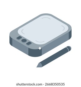 Icono isométrico fácil de editar de la pantalla de la tableta de la pluma