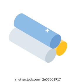 Easy to edit isometric icon showing coloured chalks