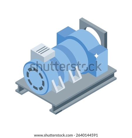 Easy to edit isometric icon showing water engine system